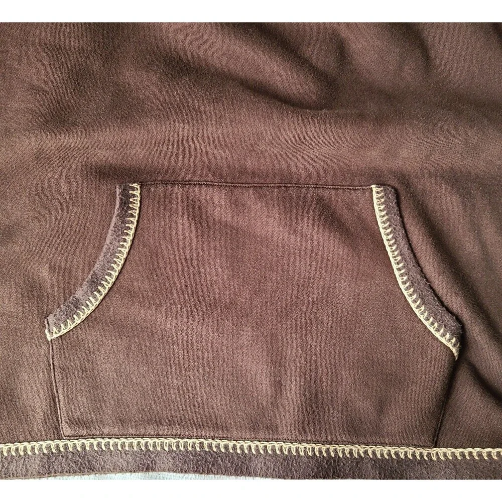 Vintage Polo Jeans Co Ralph Lauren Hoodie Mens L Brown Lace Up Pullover Fleece